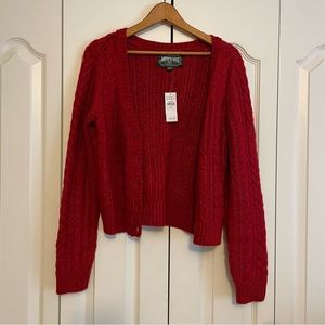 AE cropped button up cardigan red